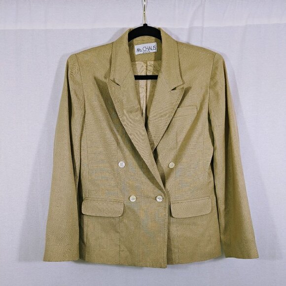 Vintage Ms. Chaus Tan Double Breasted Blazer Size M - Picture 3 of 7